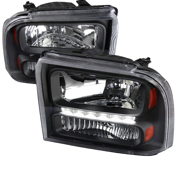 Spec-D Tuning 05-07 Ford F250 Black Euro Headlights, 2LH-F25005JM-RS 2LH-F25005JM-RS - main